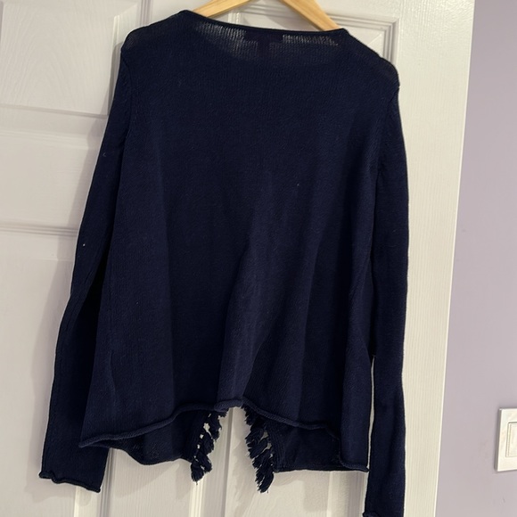 Lilly Pulitzer Girls Navy Fringe Sweater - size XL (12-14) - Picture 5 of 6